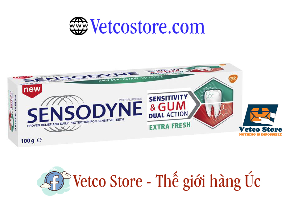 Kem đánh răng Sensodyne Sensitivity and Gum dual action Extra Fresh 100g 1