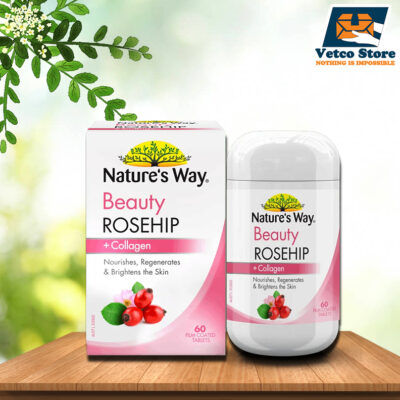 Viên Uống Collagen Và Dầu Tầm Xuân Nature's Way Beauty Rosehip + Collagen (Hộp 60 Viên)