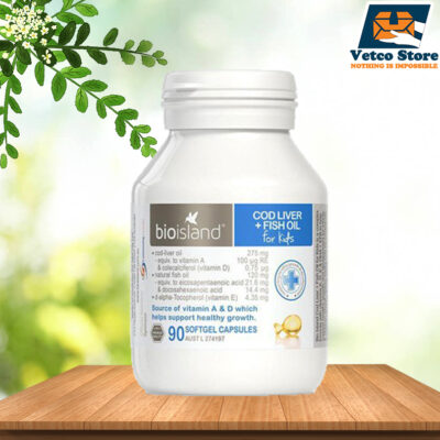 BioIsland Cod Liver Fish Oil 90 viên – Dầu gan cá tuyết giúp trẻ sáng mắt, thông minh
