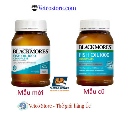 Blackmores Dầu cá KHÔNG mùi 200 viên Mẫu mới vs Mau cu