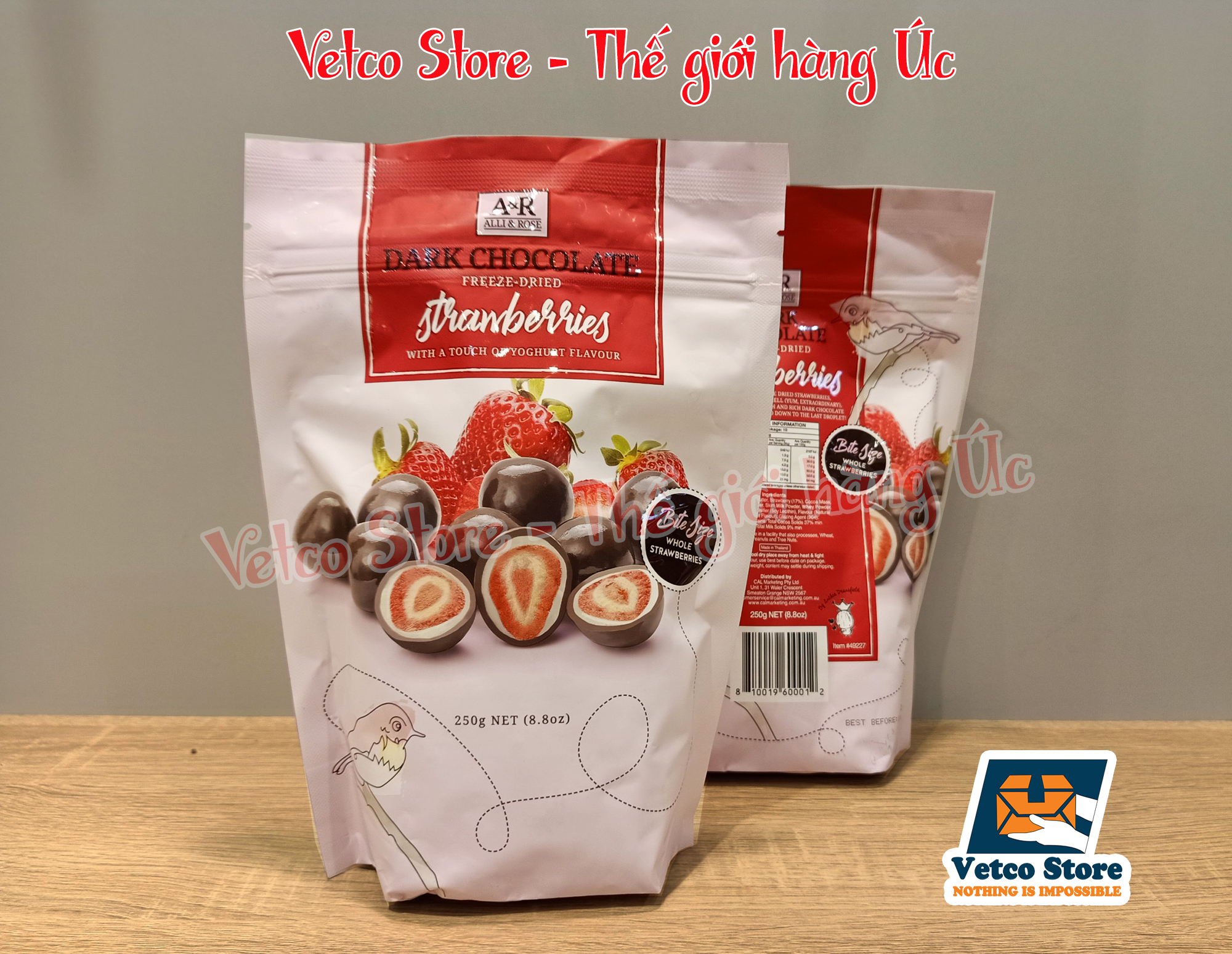 Chocolate đen nhân dâu sấy Alli n Rose 250g 3