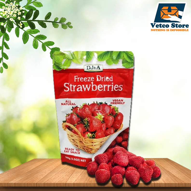 Dâu Tây sấy khô nguyên trái DJ&A 100g của Úc