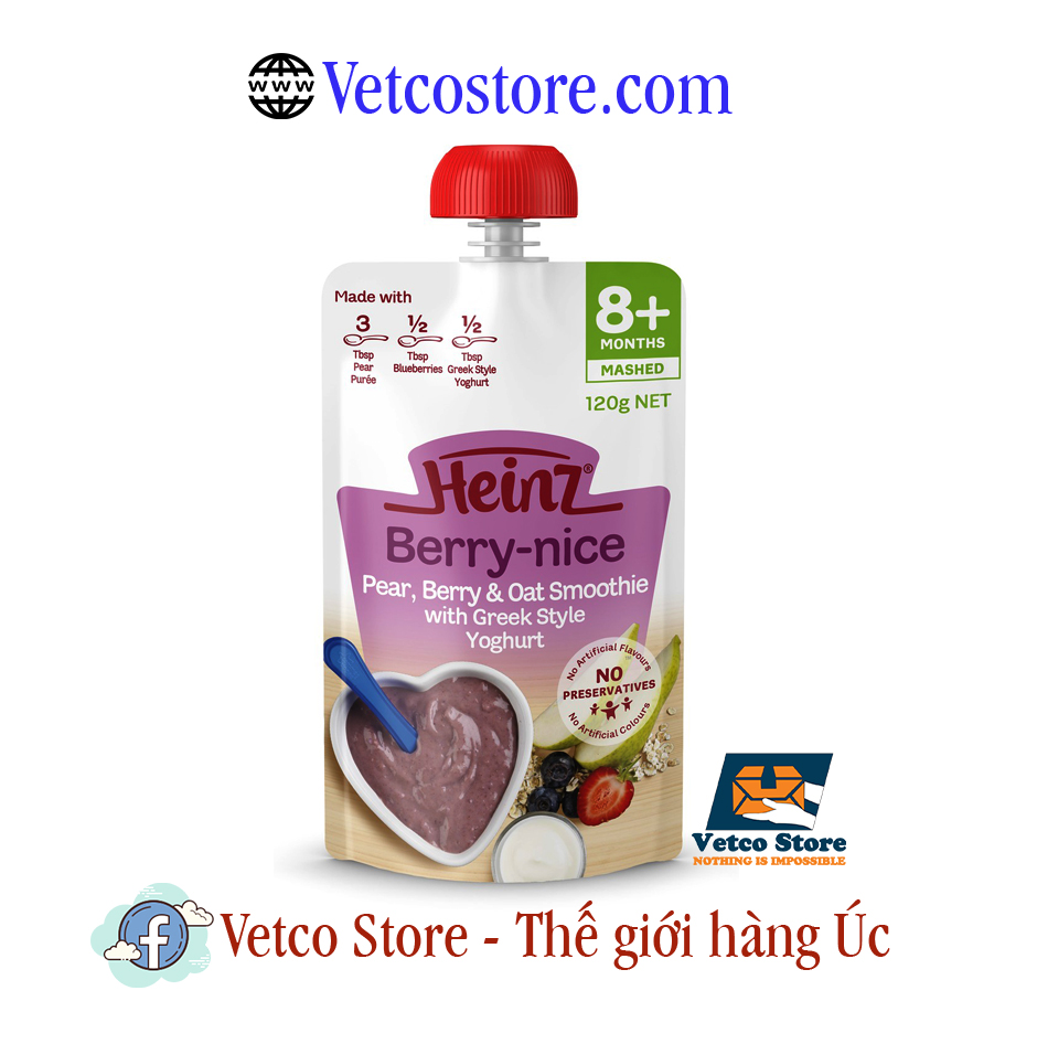Hoa quả nghiền Heinz 8 tháng vị Lê Berry yến mạch và sữa chua Hy Lạp 4
