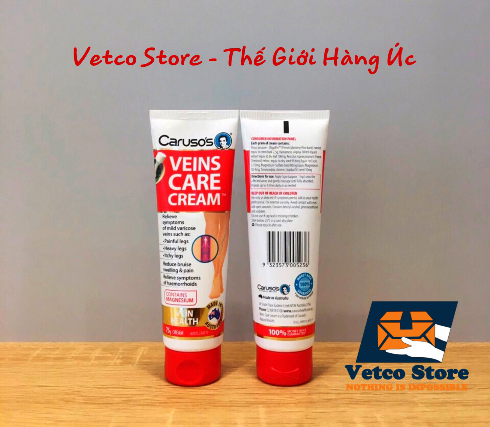 Kem tri gian tinh mach Caruso 75g 2