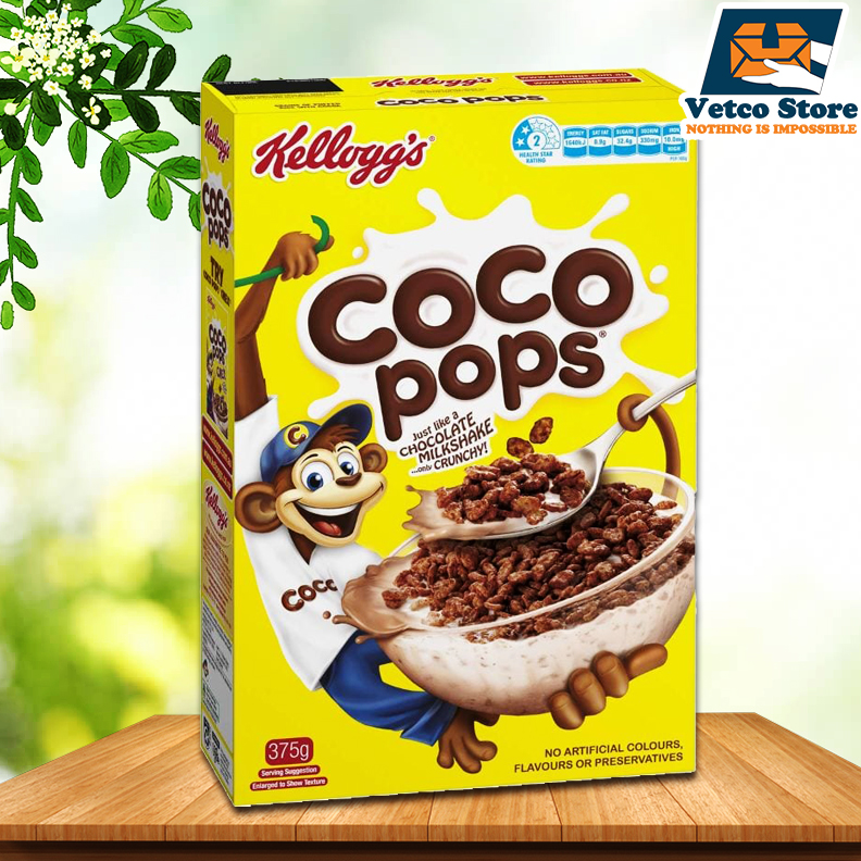 Ngũ cốc Kellogg Coco Pops vị Ca Cao 375g Úc