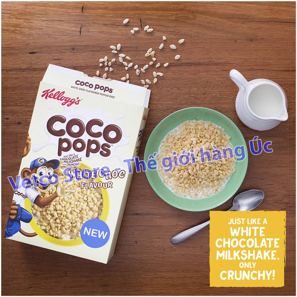 Ngũ cốc Kelloggs Coco Pops White Chocolate Flavour 350g 4