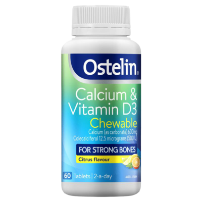 Ostelin Calcium va Vitamin D3 Ostelin Kẹo nhai vị chanh 60v 1