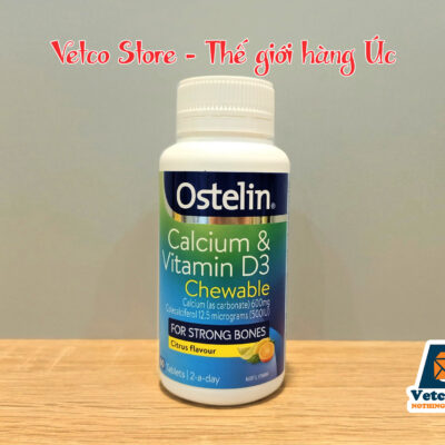 Ostelin Calcium va Vitamin D3 Ostelin Kẹo nhai vị chanh 60v 3