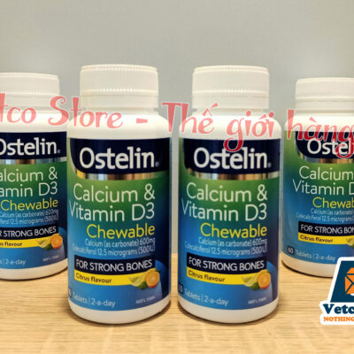 Ostelin Calcium va Vitamin D3 Ostelin Kẹo nhai vị chanh 60v 4