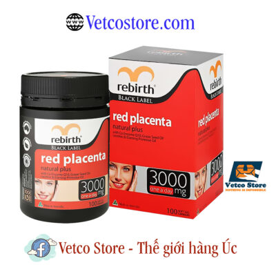 Viên uống nhau thai cừu đỏ Rebirth Black Label Red Placenta Natural Plus 3000mg 100 viên 2