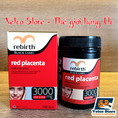 Viên uống nhau thai cừu đỏ Rebirth Black Label Red Placenta Natural Plus 3000mg 100 viên 4