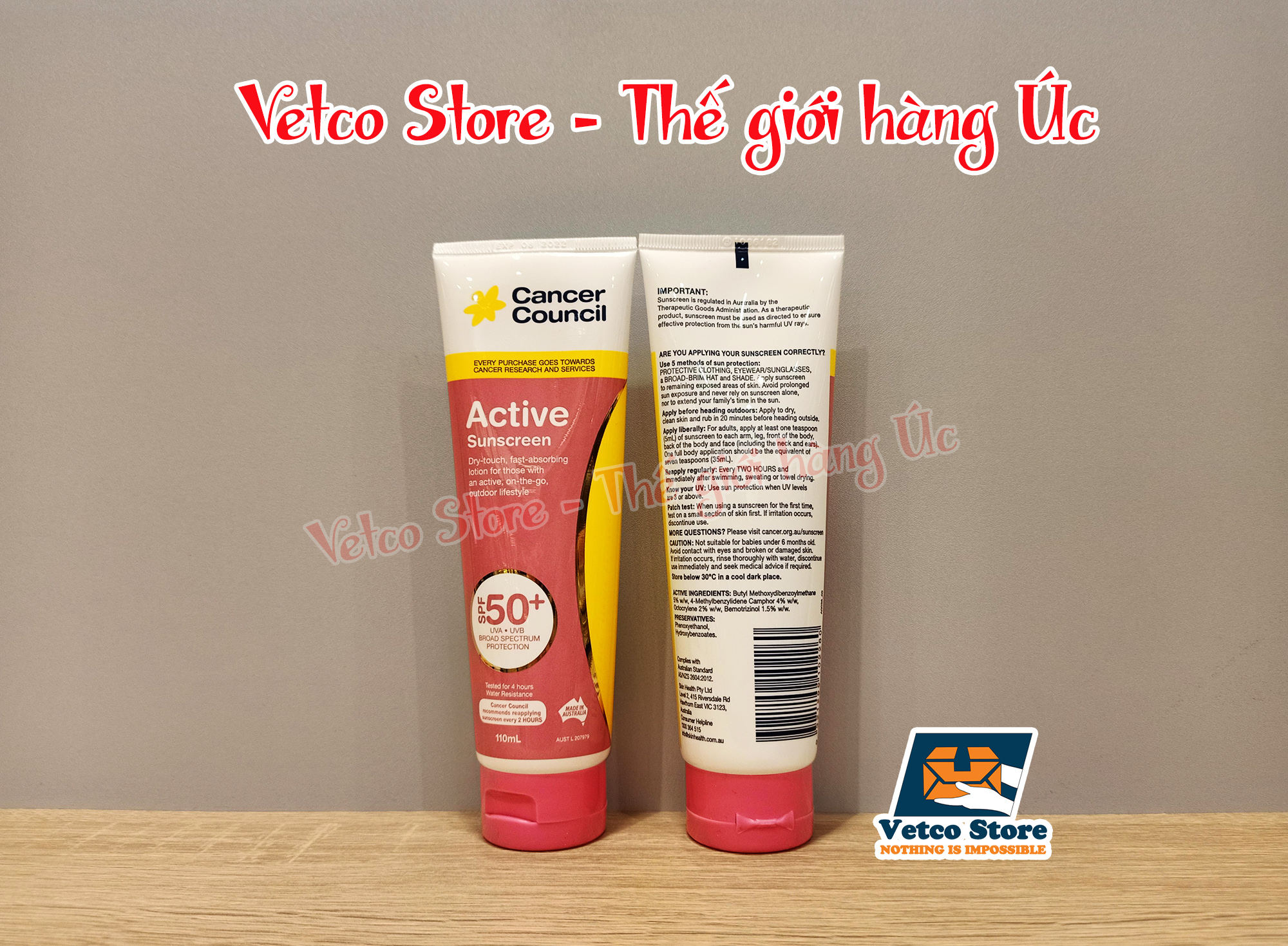 Kem chống nắng Cancer Council Active SPF 50 110ml 3