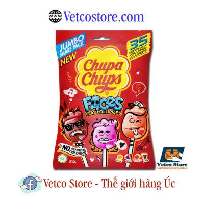 Kẹo mút Chupa Chups Faces Flat Lollipops bịch 35 cây 1