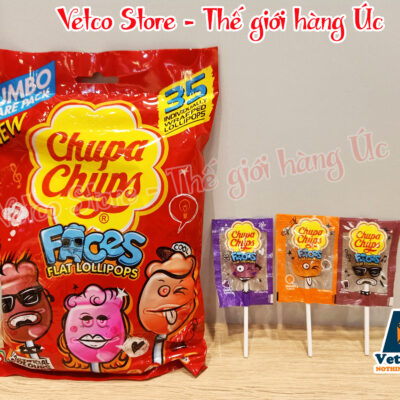 Kẹo mút Chupa Chups Faces Flat Lollipops bịch 35 cây 6
