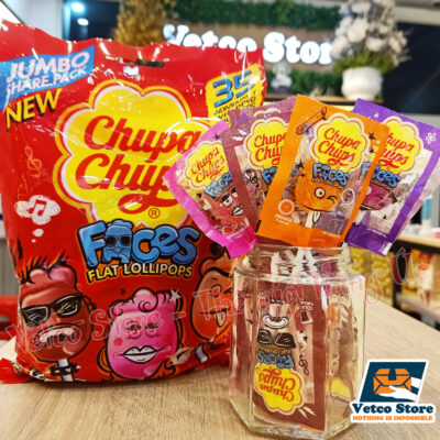 Kẹo mút Chupa Chups Faces Flat Lollipops bịch 35 cây 9