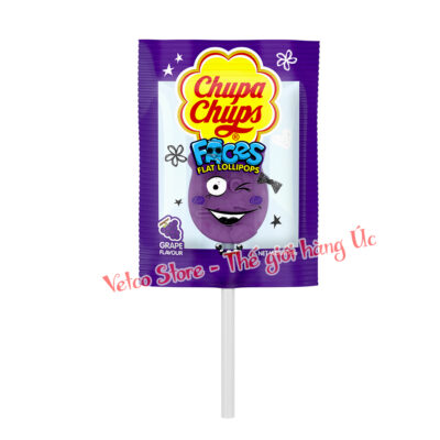 Kẹo mút Chupa Chups Faces Flat Lollipops bịch 35 cây Grape