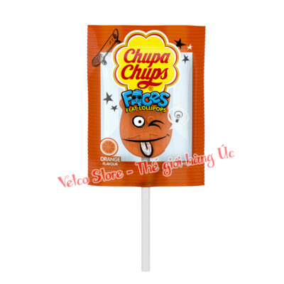 Kẹo mút Chupa Chups Faces Flat Lollipops bịch 35 cây Orange