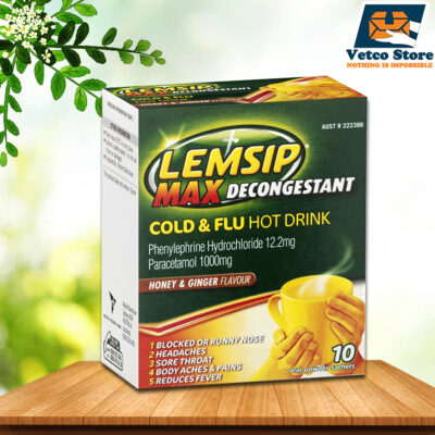 Thuốc Cảm Cúm Lemsip Max Cold & Flu Hot Drink with Decongestant Hương Mật ong & Gừng H/10 gói