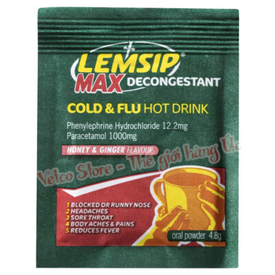 Lemsip Max Decongestant Cold n Flu Honey and Ginger 10 gói 5