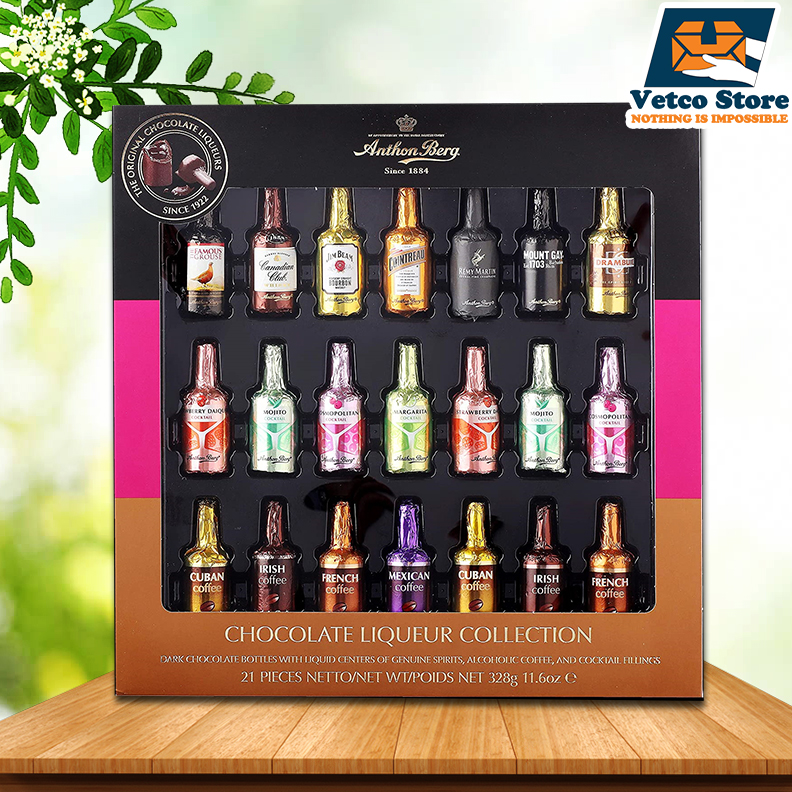 Chocolate rượu Anthon Berg Liqueurs Collection hộp 21 chai 328g