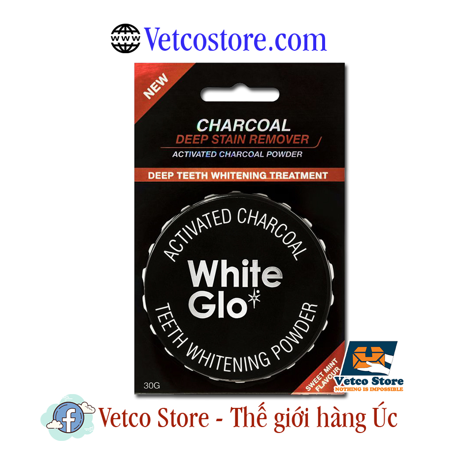 Bột làm trắng răng Than hoạt tính White Glo 30g 1