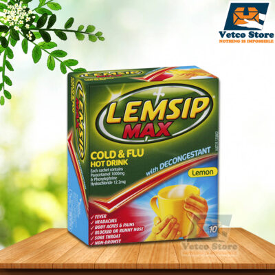 Thuốc Cảm Cúm Lemsip Max Cold & Flu Hot Drink with Decongestant Hương Chanh H/10 gói