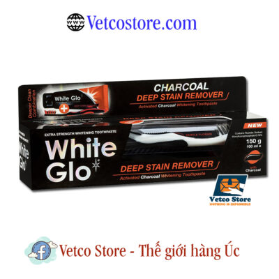 Set bàn chải và kem đánh răng 150g White Glo Charcoal 1