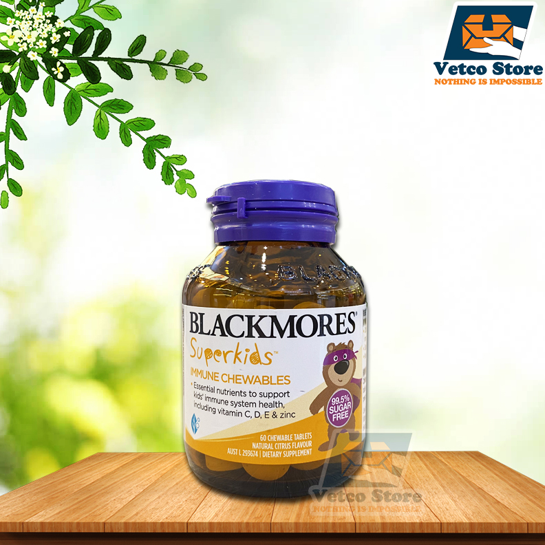 Viên nhai hỗ trợ hệ miễn dịch cho bé Blackmores Superkids Immunity hộp 60 viên vị cam