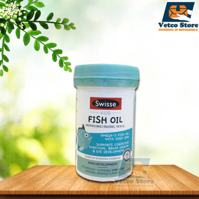 Viên nhai bổ sung dầu cá cho bé Swisse Fish Oil hộp 60 viên vị cam