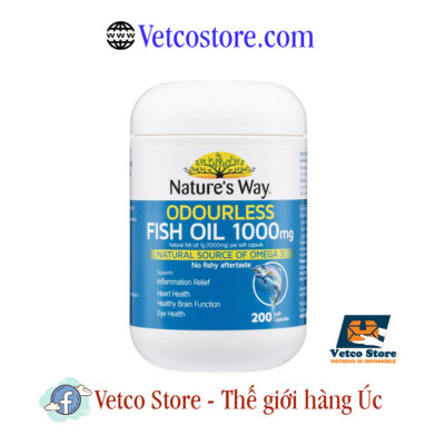 Dầu Cá Natures Way Odourless Fish Oil 1000mg 200v1