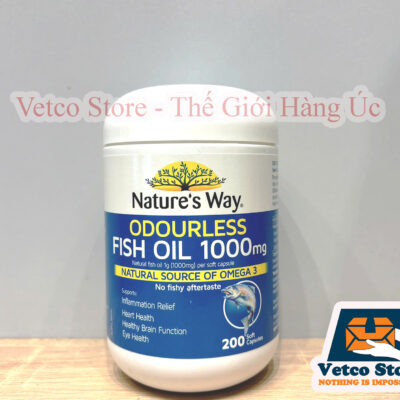 Dầu Cá Natures Way Odourless Fish Oil 1000mg 200v5