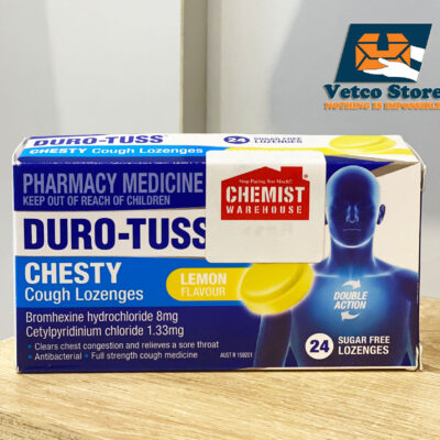 Kẹo ngậm trị ho đau họng DuroTuss Chesty Cough Lozenges vị chanh 24v2