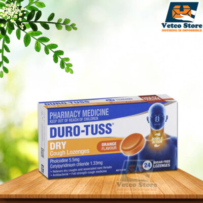 Viên Ngậm Trị Ho Duro-Tuss Dry Coungh Lozenges Vị Cam 24 viên