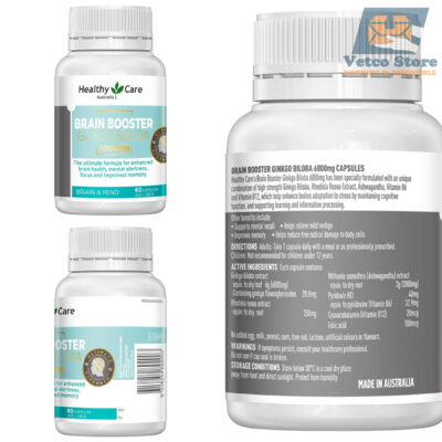 VIÊN UỐNG BỔ NÃO HEALTHY CARE BRAIN BOOSTER GINKGO BILOBA 6000MG1-1