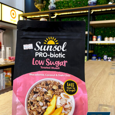 Sunsol Probiotic Low Sugar Macadamia Coconut Dark Choc 400g2