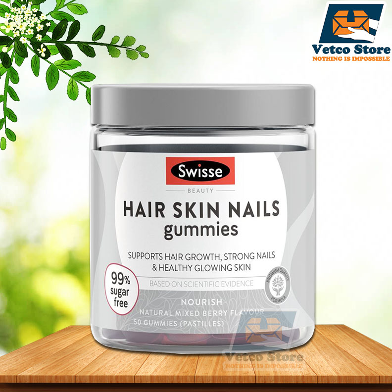 Viên Nhai Kẹo Dẻo Hổ Trở Khỏe Da, Móng, Tóc Swisse Beauty Hair Skin Nails Gummies 50 Viên