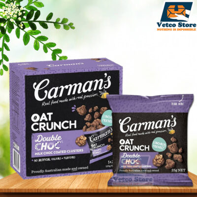 Yến Mạch Carman's Oat Crunch Double Choc Milk Choc Coated Clusters 5x25g / 125gr