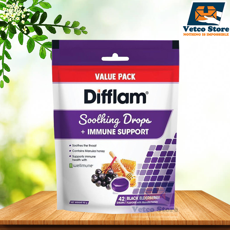 Kẹo Ngậm Ho Difflam Soothing Drop + Immune Support 42 Viên