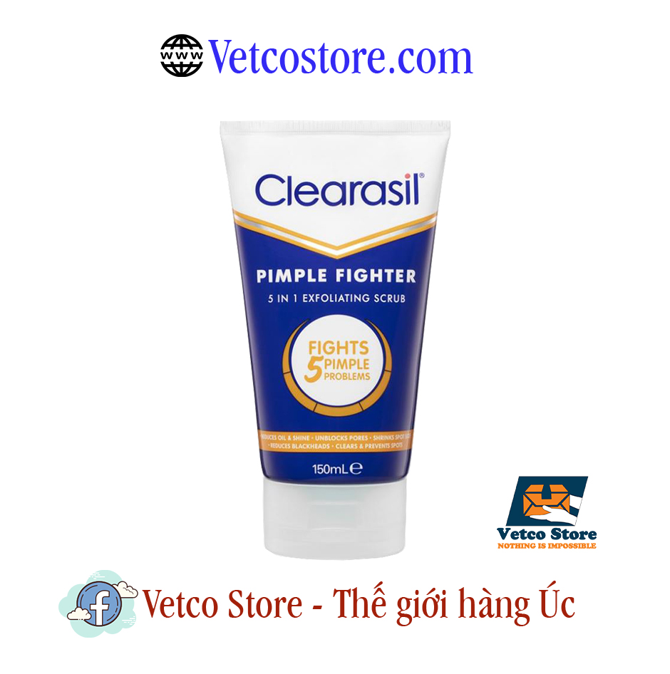 Sữa rửa mặt Clerasil Pimple Fighter 5in1 Exfoliating Scrub 150ml1