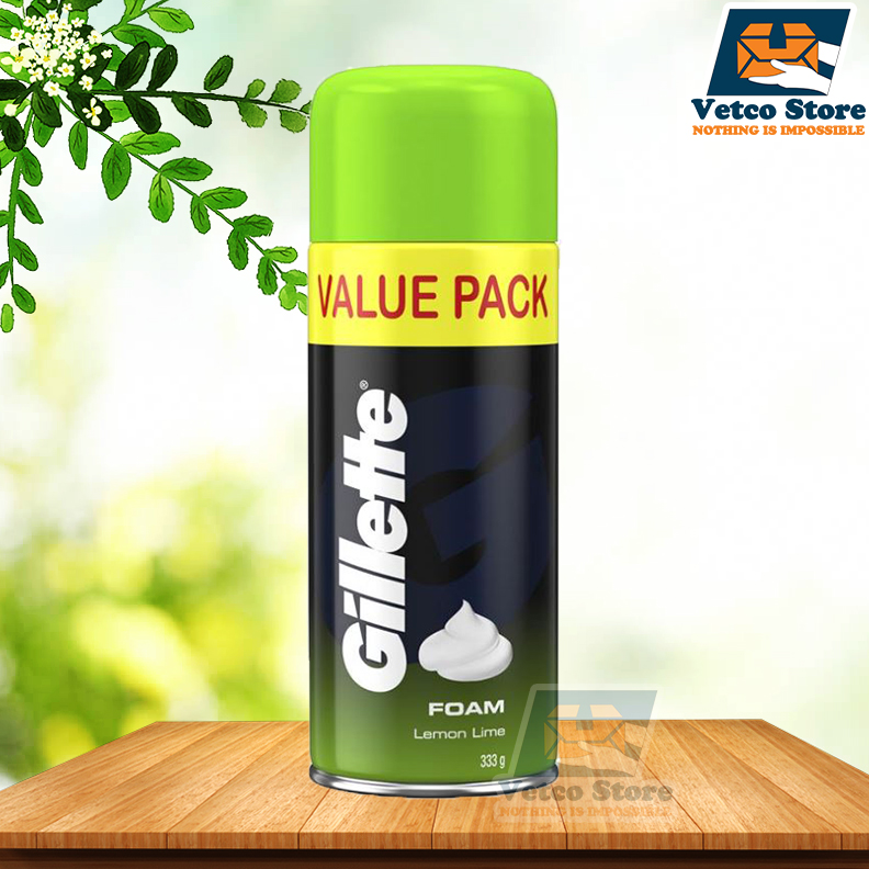 Bọt Cạo Râu Gillette Shave Foam Lemon Lime Value Pack 333g