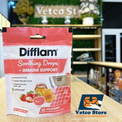 Kẹo Ngậm Difflam Soothing Drop Immune Support Strawberry 20v2