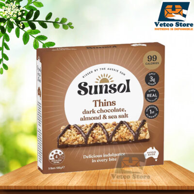 Bánh Ngũ Cốc Dạng Thanh Sunsol Thins Dark Chocolate Almond Sea Salt 105g