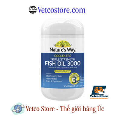 Viên Uống Bổ Sung Dầu Cá Natures Way Odourless Triple Strength Fish Oil 3000 Concentrated Stronger 3x 60viên1