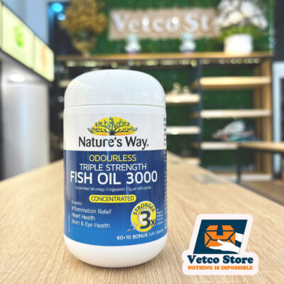 Viên Uống Bổ Sung Dầu Cá Natures Way Odourless Triple Strength Fish Oil 3000 Concentrated Stronger 3x 60viên2