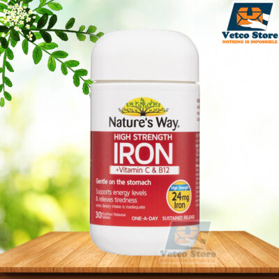 Viên Uống Bổ Sung Sắt Nature's Way High Strength Iron + Vitamin C & B12 - 30 Viên