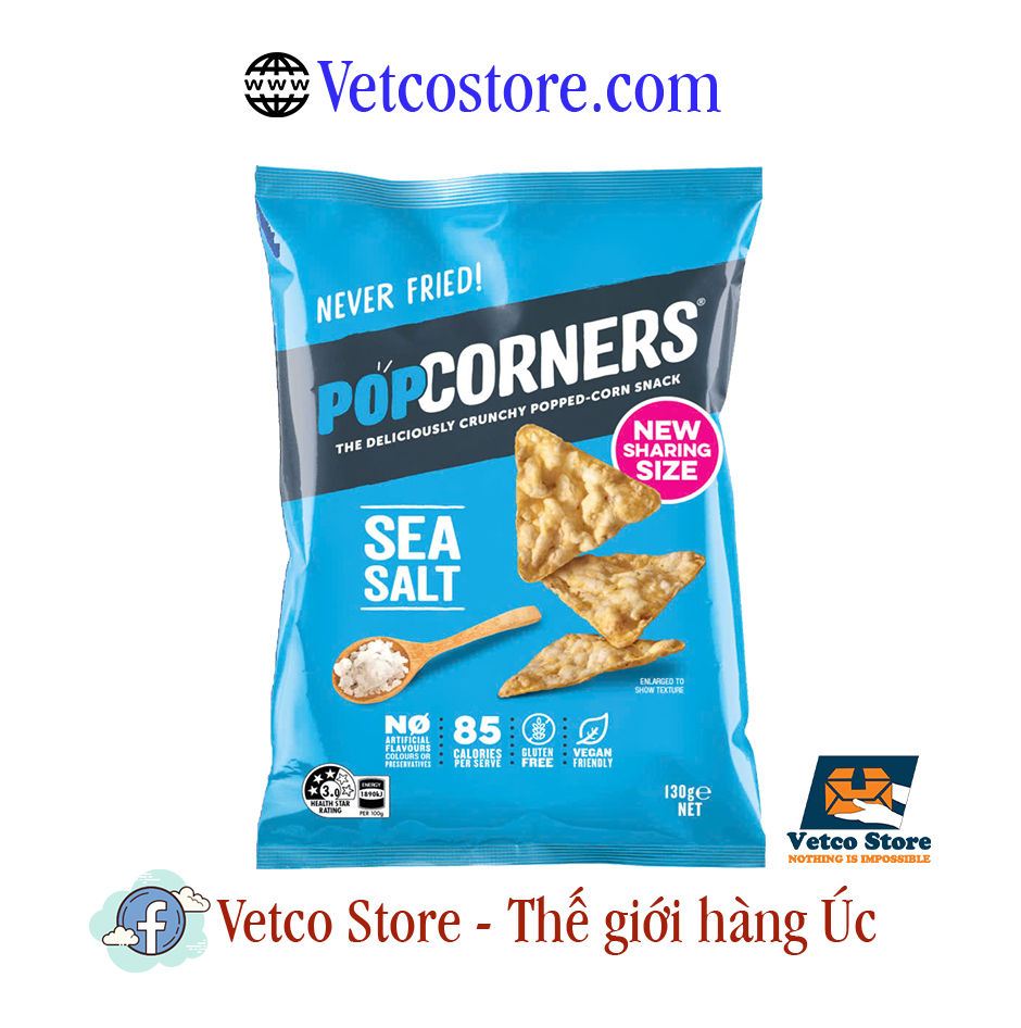 Bánh Snack Popcorners Sea Salt 130g