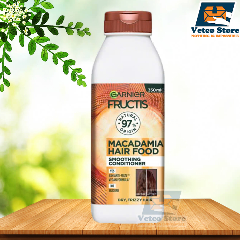 Dầu Xả Garnier Fructis Hair Food Smoothing Macadamia Conditioner For Unruly Hair 350ml
