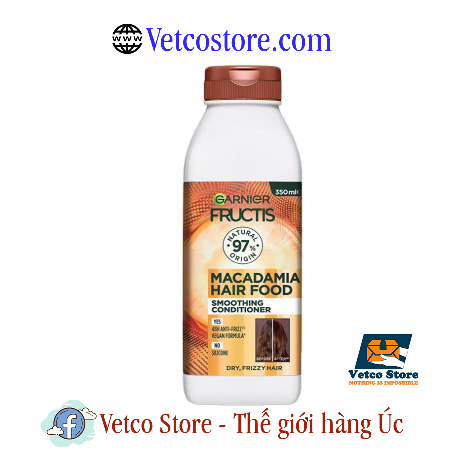 Dầu Xả Garnier Fructis Hair Food Smoothing Macadamia Conditioner For Unruly Hair 350ml1