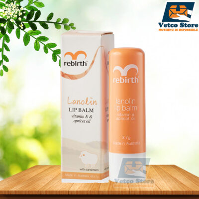 Son Dưỡng Môi Rebirth Lanolin Lip Balm Vitamin E & Apricot Oil With Sunscreen 3.7g