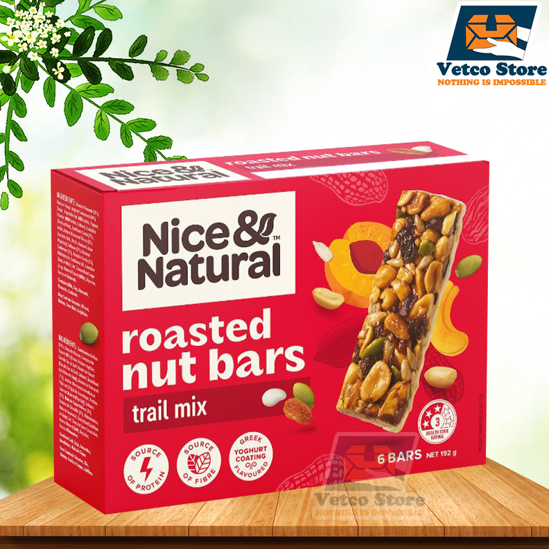 Ngũ Cốc Dạng Thanh Nice & Natural Roasted Nut Bars Trail Mix 192g